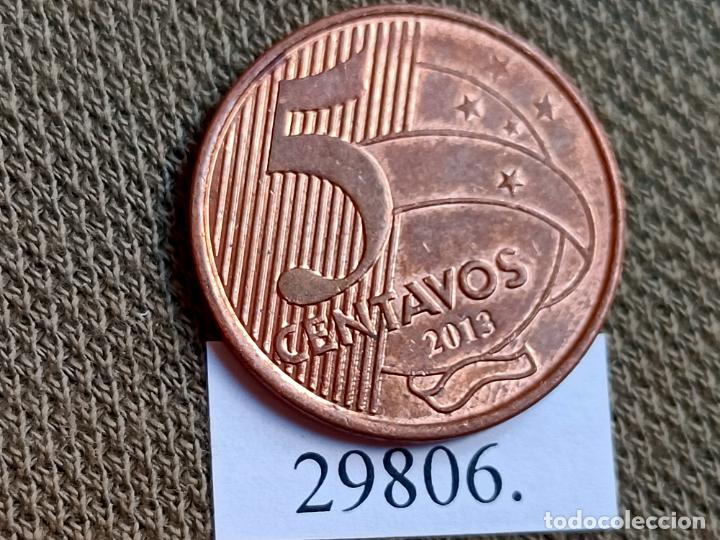 Monedas antiguas de Am&eacute;rica: Brasil 5 centavos 2013 c&eacute;ntimos - Foto 2