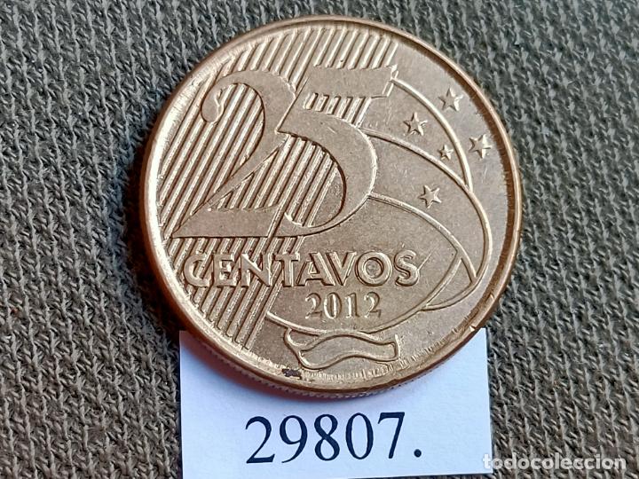 Monedas antiguas de Am&eacute;rica: Brasil 25 centavos 2012, c&eacute;ntimos - Foto 2