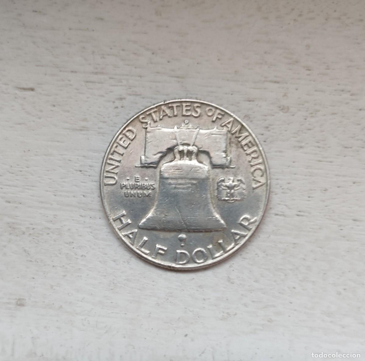Monedas antiguas de Am&eacute;rica: Moneda plata Half d&oacute;lar 1954 - Foto 2