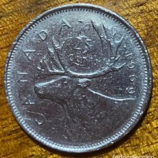 Monedas antiguas de América: MONEDA CANADA 25 CENTS - ELIZABETH II - CIERVO CARIBÚ - 1969