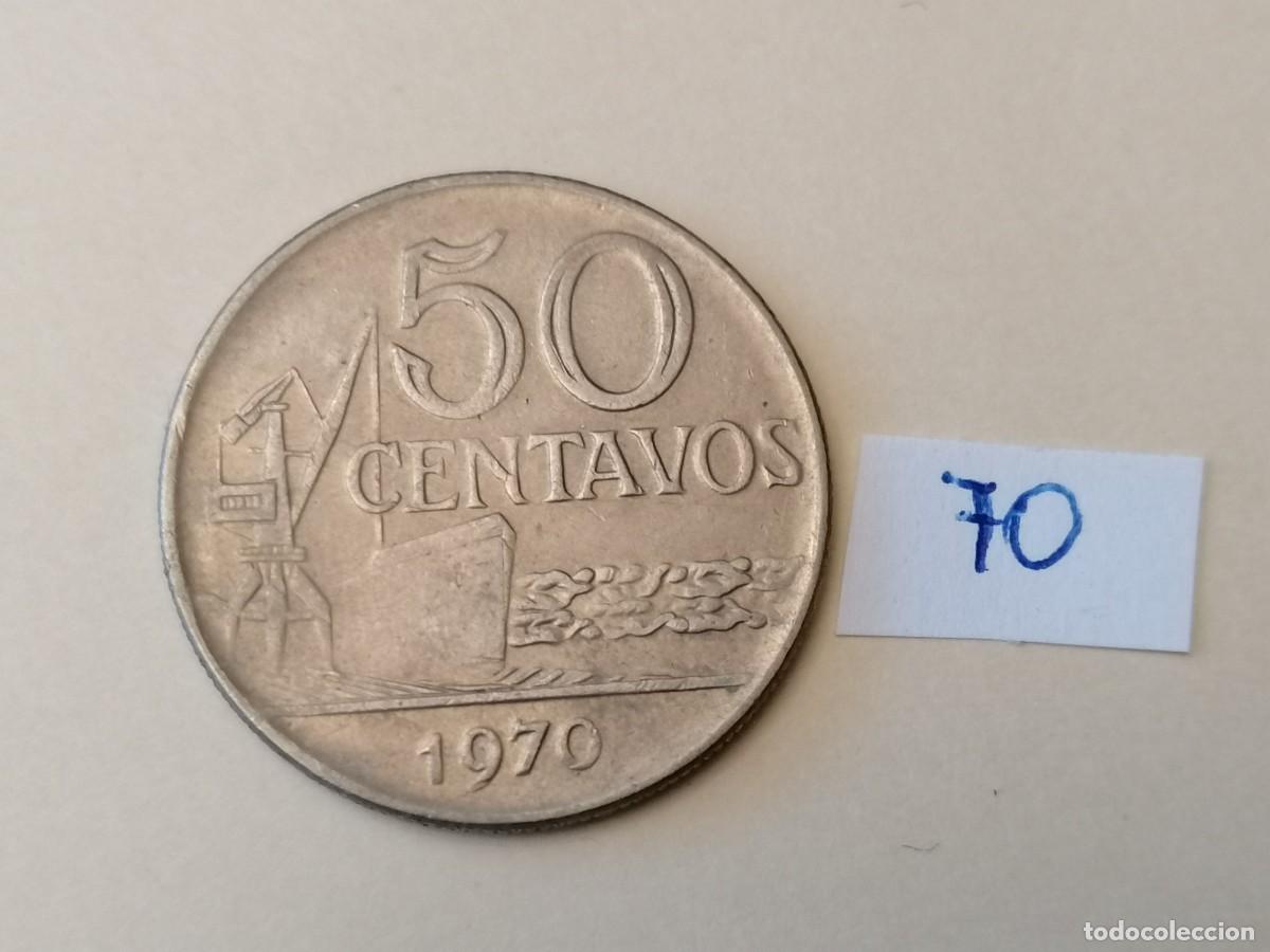 Monedas antiguas de Am&eacute;rica: Moneda, Brasil, 50 centavos,1970, MBC - Foto 1