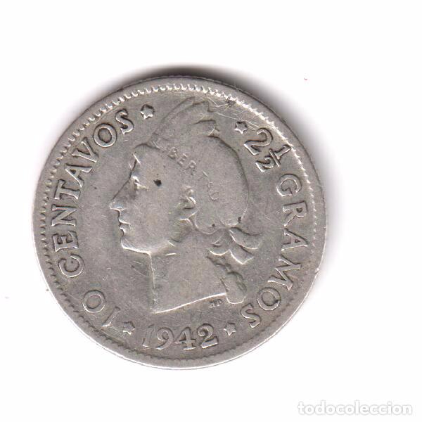 Monnaies anciennes d'Am&eacute;rique: MONEDA REPUBLICA DOMINICANA 1942 10 CENTAVOS 2,5 GRAMOS