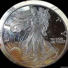 Monedas antiguas de América: MONEDA DE METAL BAÑADA EN PLATA ” LA LIBERTAD AMERICANA ”
