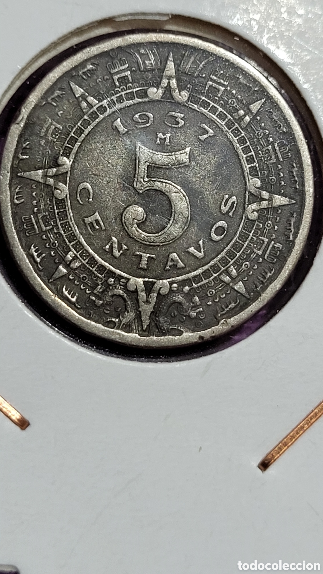 Monedas antiguas de Am&eacute;rica: Moneda 5 centavos M&eacute;xico 1937 - Foto 2