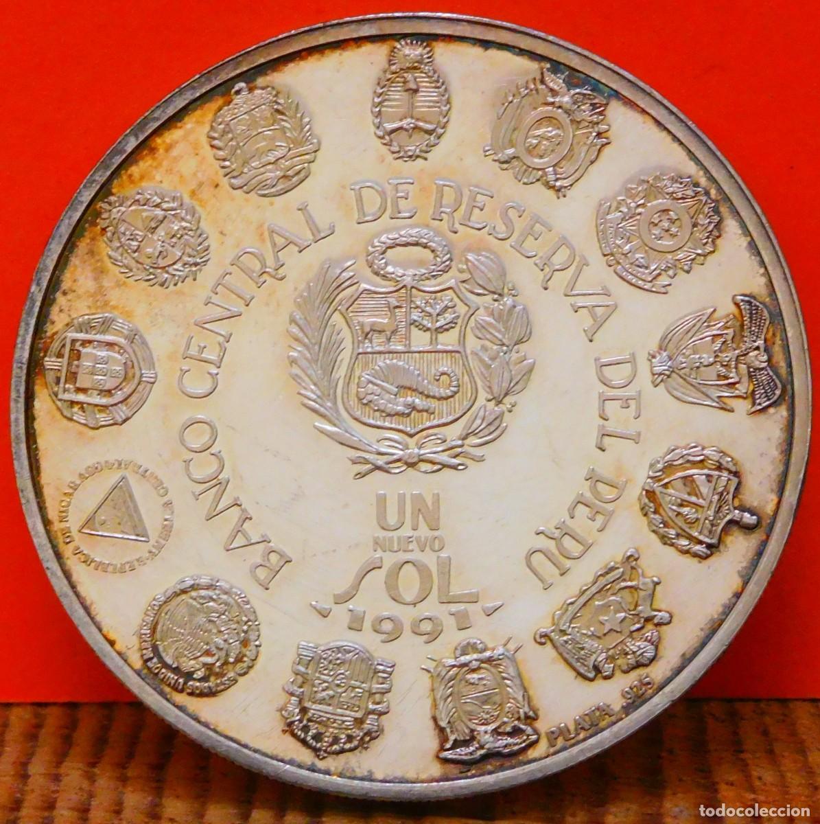Monedas antiguas de Am&eacute;rica: PER&Uacute;, UN SOL, 1991. PLATA PROOF. (35) - Foto 3