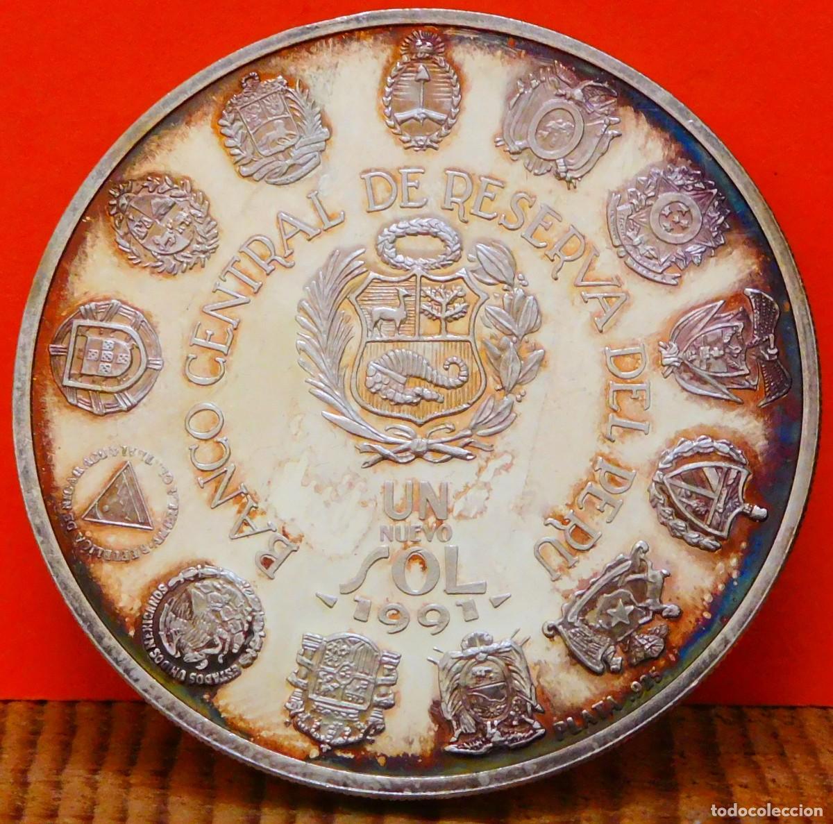 Monedas antiguas de Am&eacute;rica: PER&Uacute;, UN SOL, 1991. PLATA PROOF. (37) - Foto 2