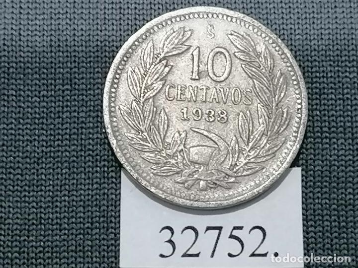 Monedas antiguas de Am&eacute;rica: Chile 10 centavos 1938, c&eacute;ntimos - Foto 2