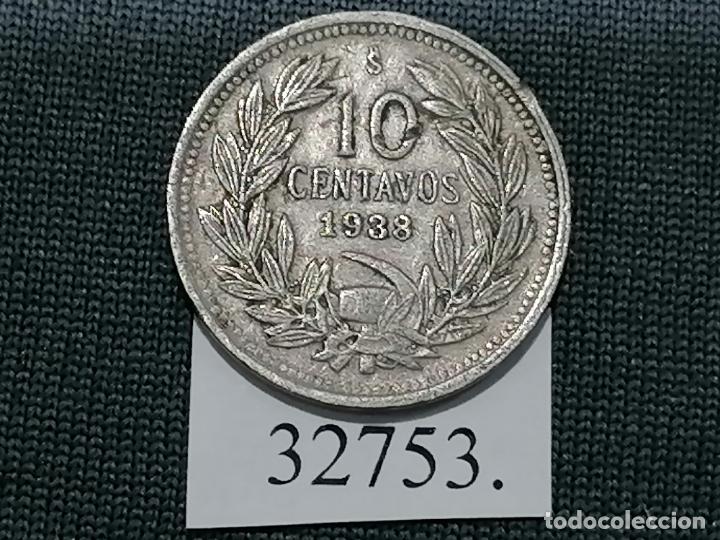 Monedas antiguas de Am&eacute;rica: Chile 10 centavos 1938, c&eacute;ntimos - Foto 2