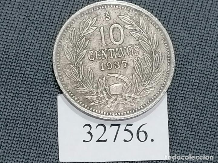 Monedas antiguas de Am&eacute;rica: Chile 10 centavos 1937, c&eacute;ntimos - Foto 2