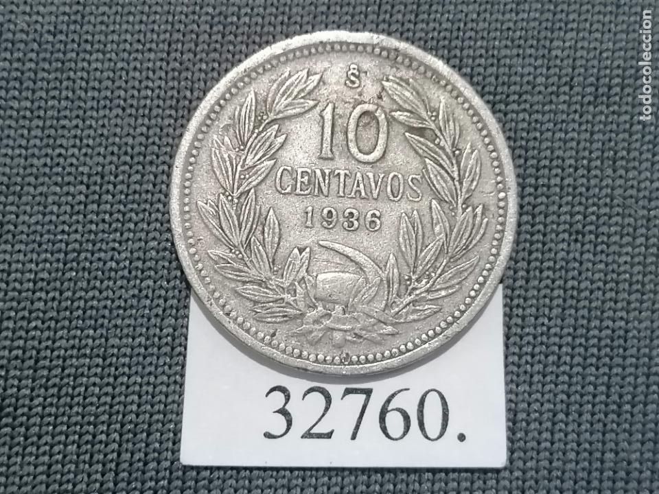 Monedas antiguas de Am&eacute;rica: Chile 10 centavos 1936, c&eacute;ntimos - Foto 2