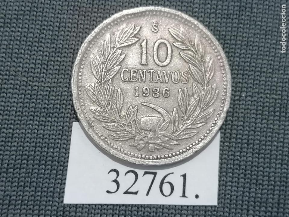 Monedas antiguas de Am&eacute;rica: Chile 10 centavos 1936, c&eacute;ntimos - Foto 2