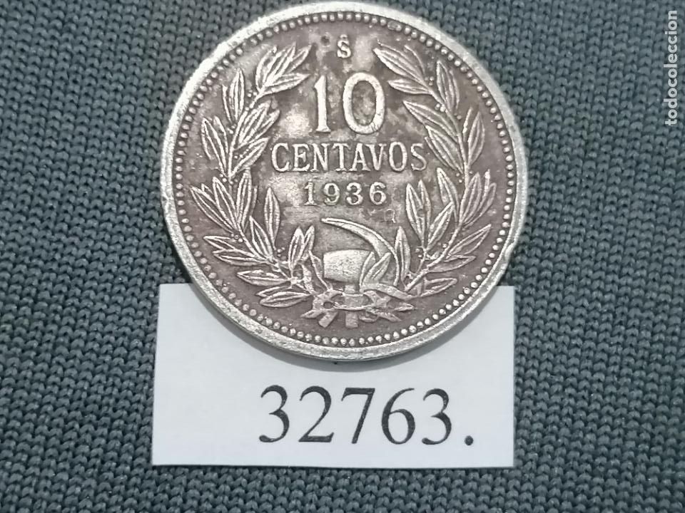 Monedas antiguas de Am&eacute;rica: Chile 10 centavos 1936, c&eacute;ntimos - Foto 2