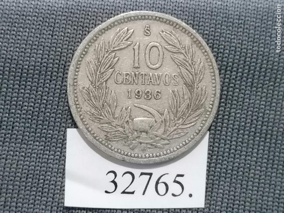 Monedas antiguas de Am&eacute;rica: Chile 10 centavos 1936, c&eacute;ntimos - Foto 2