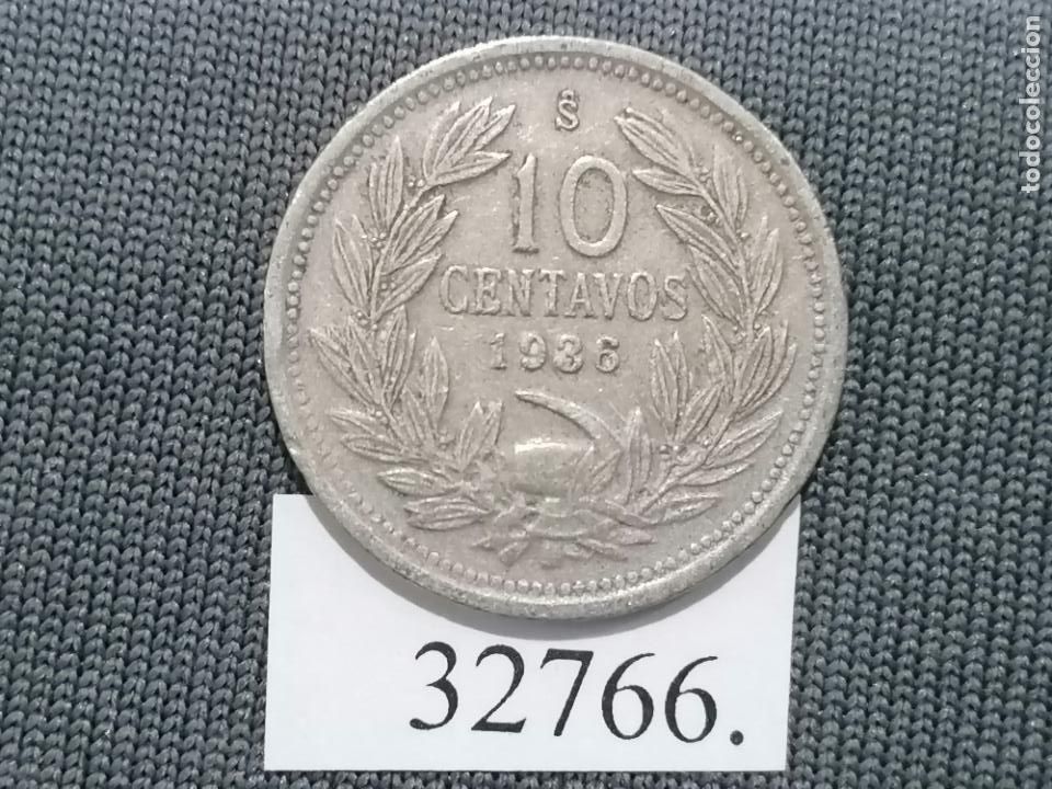 Monedas antiguas de Am&eacute;rica: Chile 10 centavos 1936, c&eacute;ntimos - Foto 2