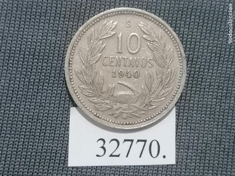 Monedas antiguas de Am&eacute;rica: Chile 10 centavos 1940, c&eacute;ntimos - Foto 2