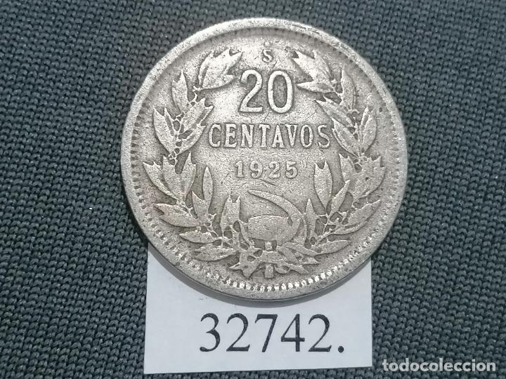 Monedas antiguas de Am&eacute;rica: Chile 20 centavos 1925, c&eacute;ntimos - Foto 2