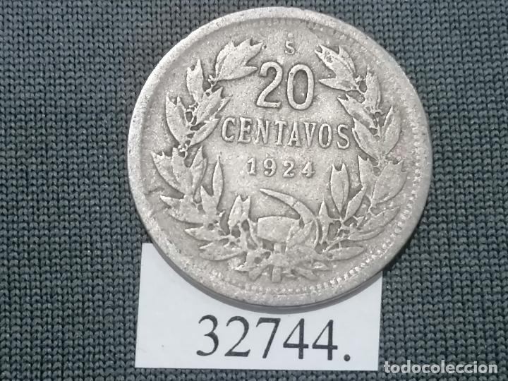 Monedas antiguas de Am&eacute;rica: Chile 20 centavos 1924, c&eacute;ntimos - Foto 2