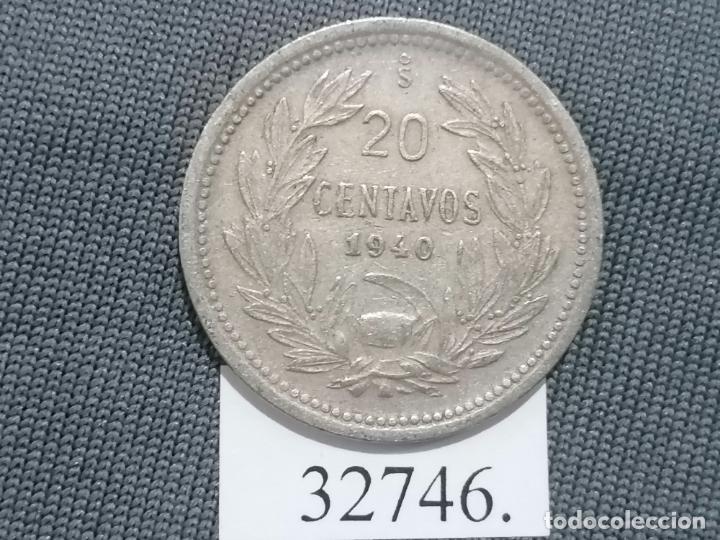 Monedas antiguas de Am&eacute;rica: Chile 20 centavos 1940, c&eacute;ntimos - Foto 2