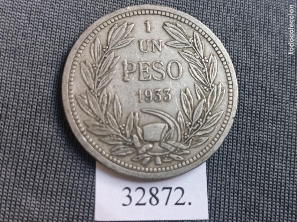 Monedas antiguas de Am&eacute;rica: Chile 1 peso 1933 - Foto 2