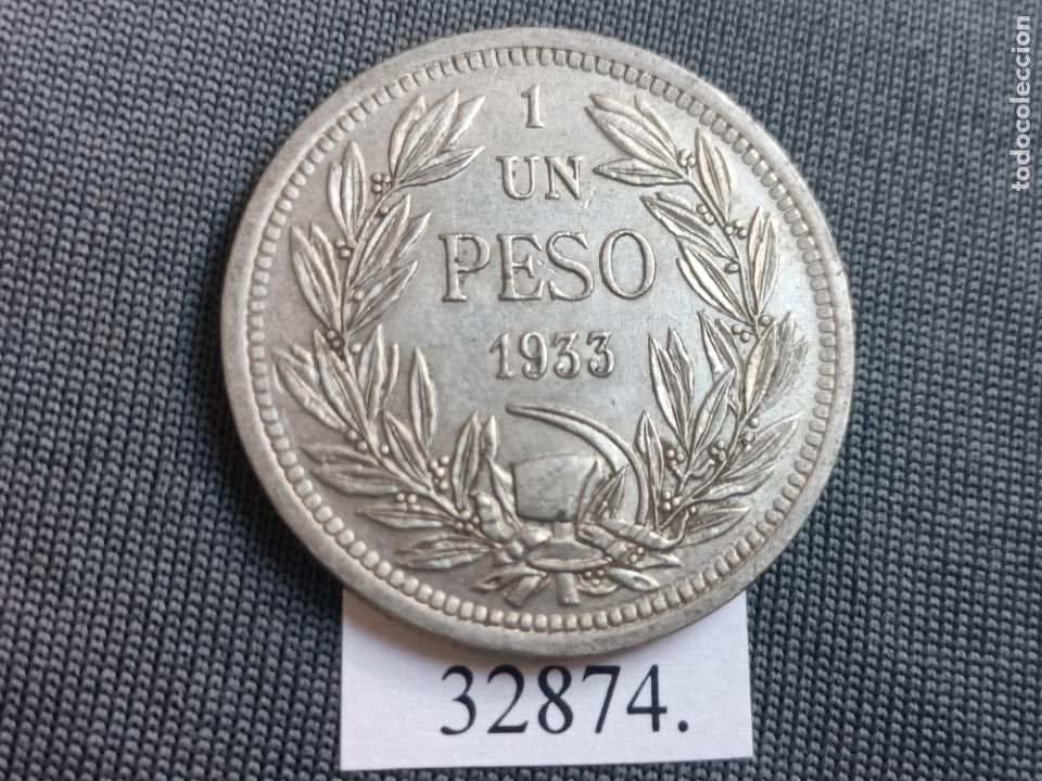 Monedas antiguas de Am&eacute;rica: Chile 1 peso 1933 - Foto 2