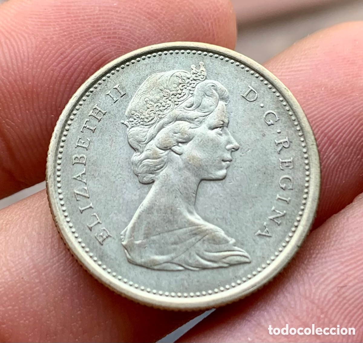 Monedas antiguas de Am&eacute;rica: Moneda PLATA CANADA 25 Cents 1966 - Foto 2