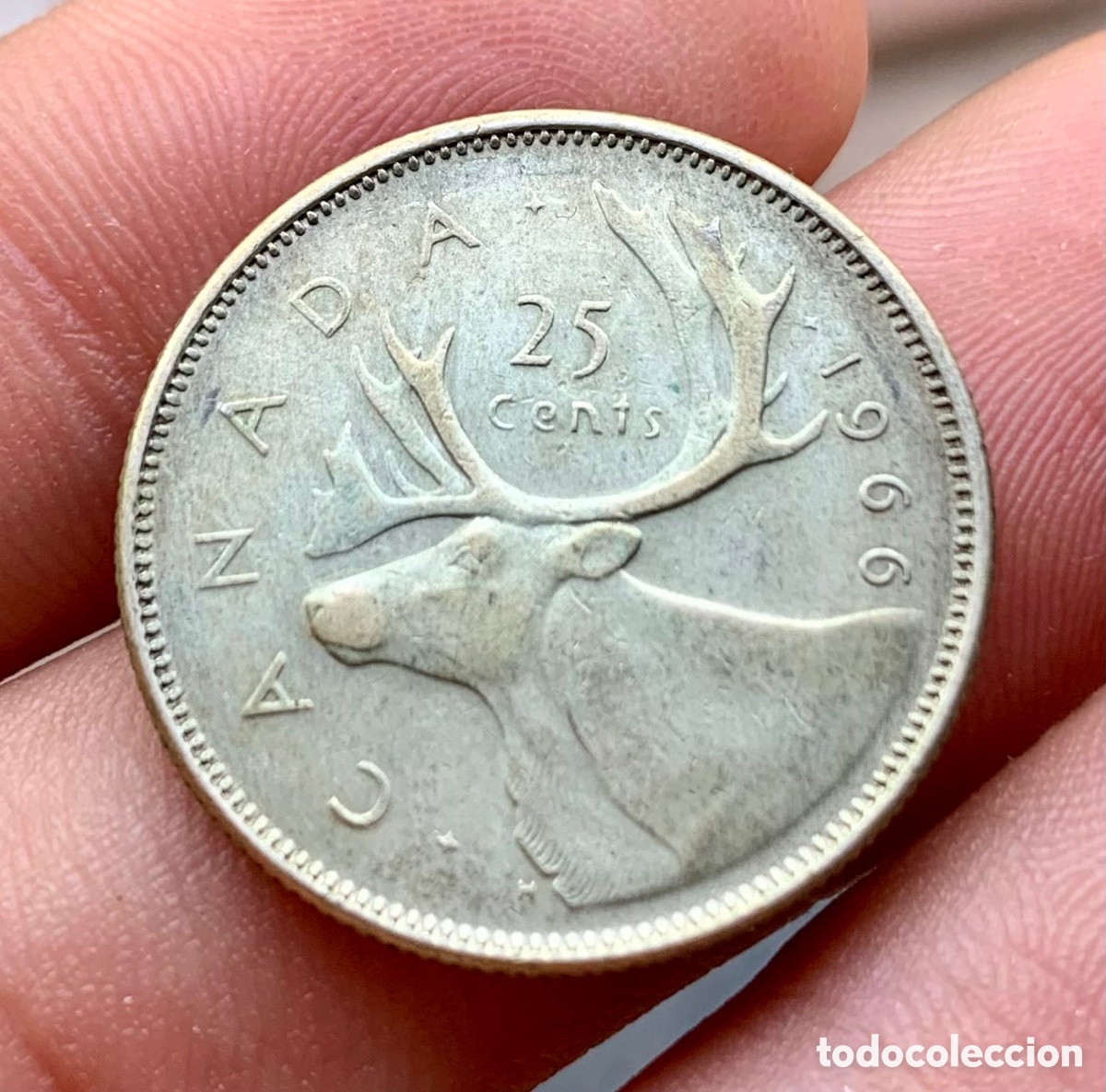 Monedas antiguas de Am&eacute;rica: Moneda PLATA CANADA 25 Cents 1966 - Foto 1