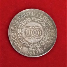 Monedas antiguas de América: BRASIL. 1000 REIS 1860. PLATA