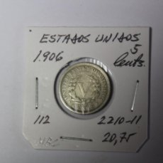 Monedas antiguas de América: ESTADOS UNIDOS 5 CENTAVOS DE 1906 KM 112 EN MBC