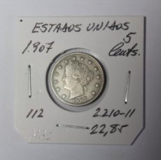 Monedas antiguas de América: ESTADOS UNIDOS 5 CENTAVOS DE 1907 KM 112 EN MBC