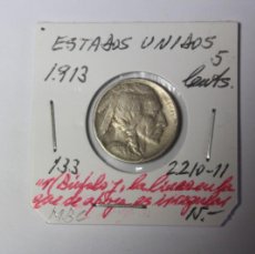 Monedas antiguas de América: ESTADOS UNIDOS 5 CENTAVOS DE 1913 KM 133 EN MBC