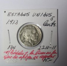 Monedas antiguas de América: ESTADOS UNIDOS 5 CENTAVOS DE 1913 KM 134 EN MBC