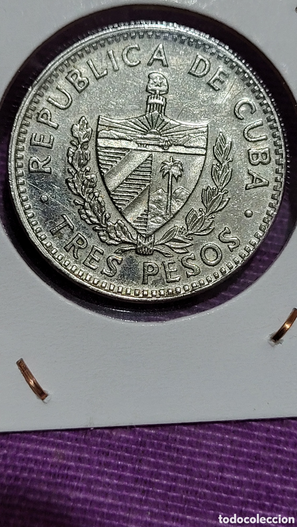 Monedas antiguas de Am&eacute;rica: Moneda 3 pesos Cuba - Foto 2