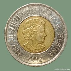Monedas antiguas de América: CANADA 2 DÓLARES - AÑO 2012 - KM#1257. *CIRCULADA* (MBC-) 4º RETRATO DE LA REINA