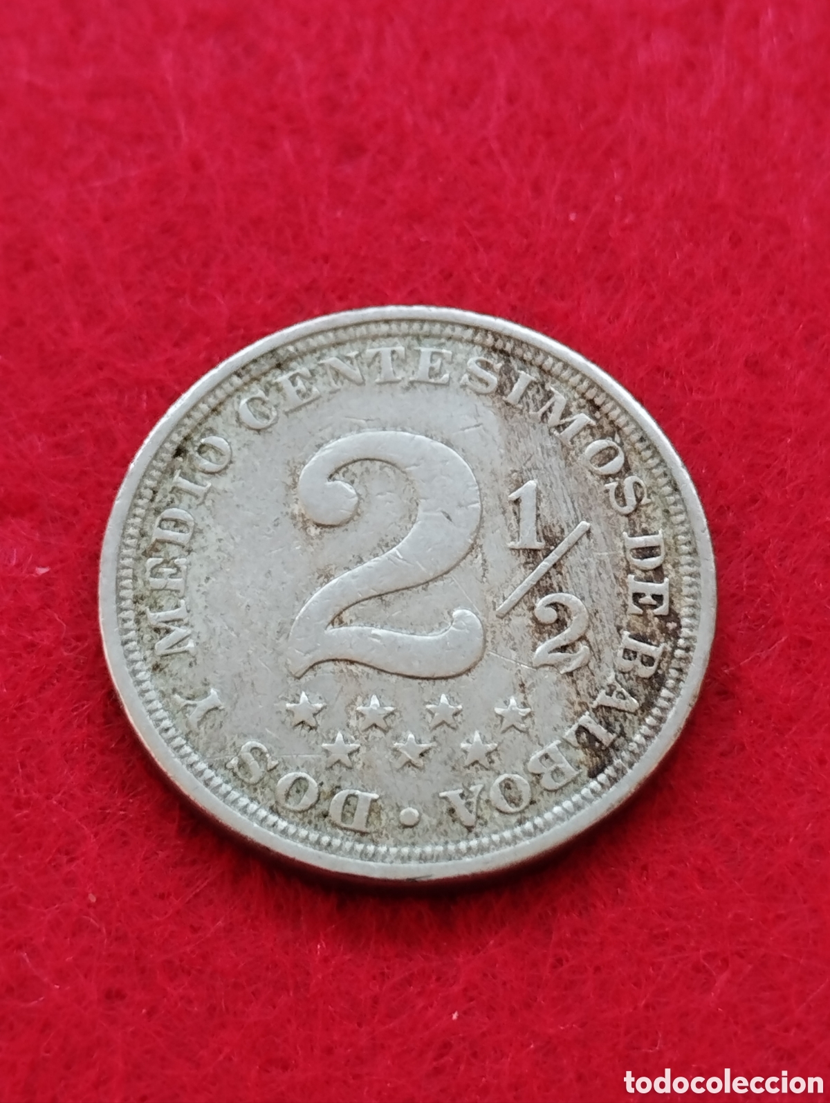 Monedas antiguas de Am&eacute;rica: Dos y Medio (2 1/2) cent&eacute;simo 1916 Panam&aacute; - Foto 1