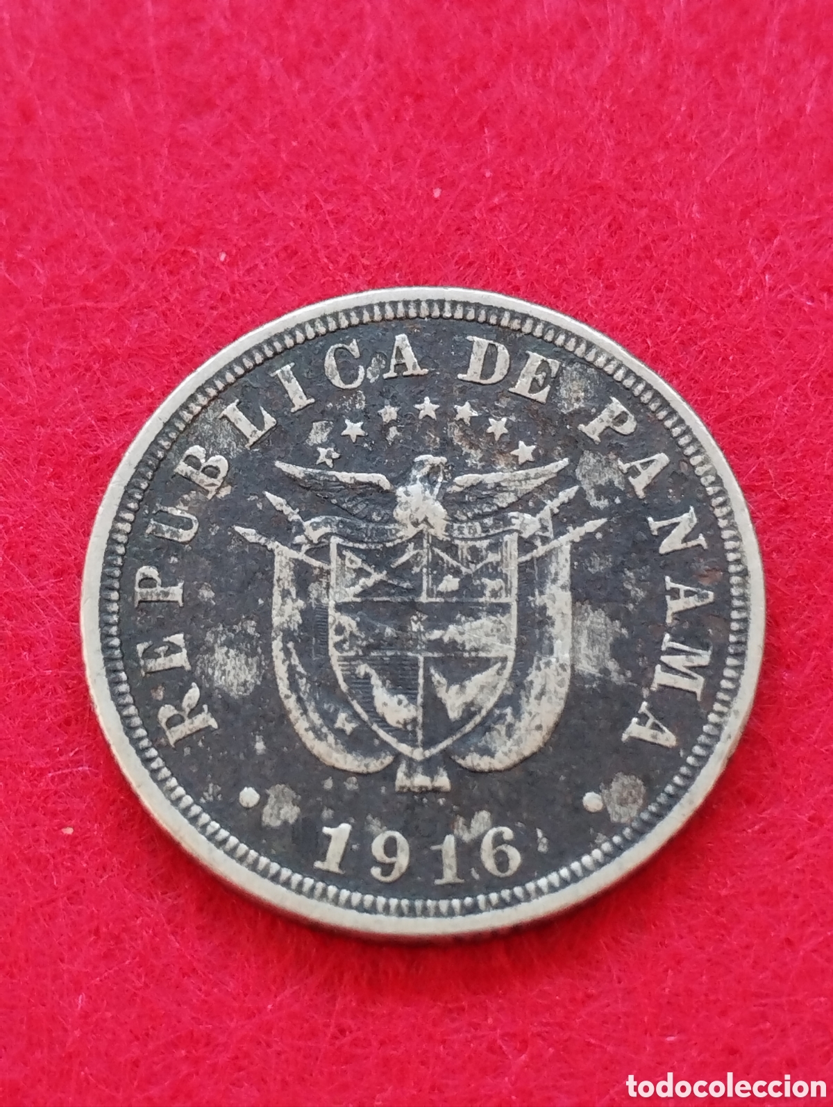 Monedas antiguas de Am&eacute;rica: Dos y Medio (2 1/2) cent&eacute;simo 1916 Panam&aacute; - Foto 2