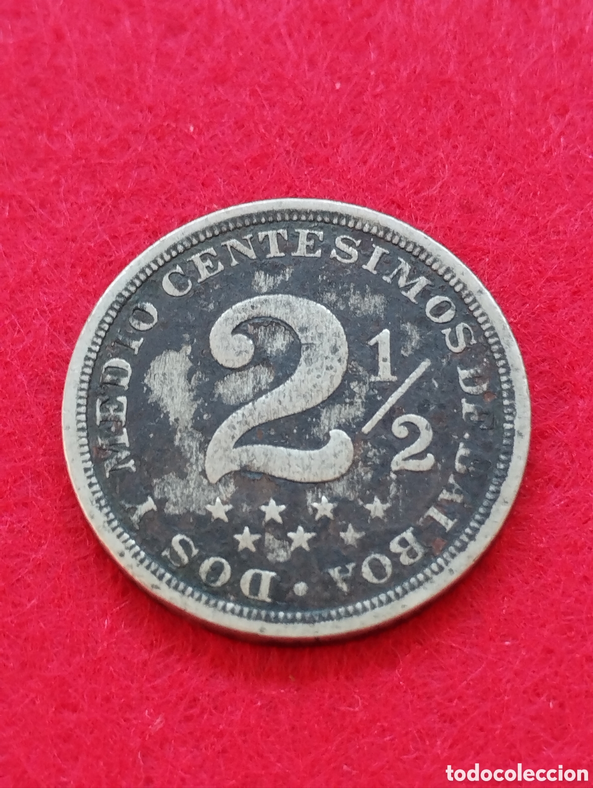 Monedas antiguas de Am&eacute;rica: Dos y Medio (2 1/2) cent&eacute;simo 1916 Panam&aacute; - Foto 1