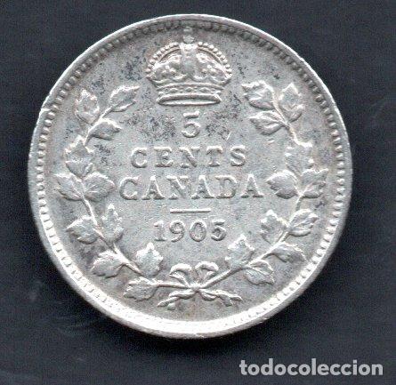 Monedas antiguas de Am&eacute;rica: CANADA - 5 CENTAVOS de PLATA 1905 - Foto 2