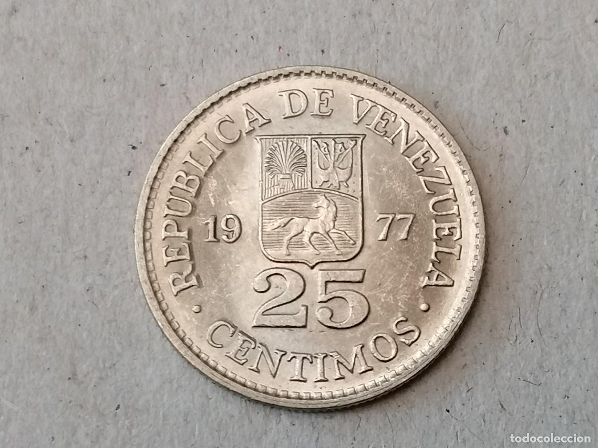 Monedas antiguas de Am&eacute;rica: Moneda 25 cent, Venezuela, 1977, EBC, - Foto 1