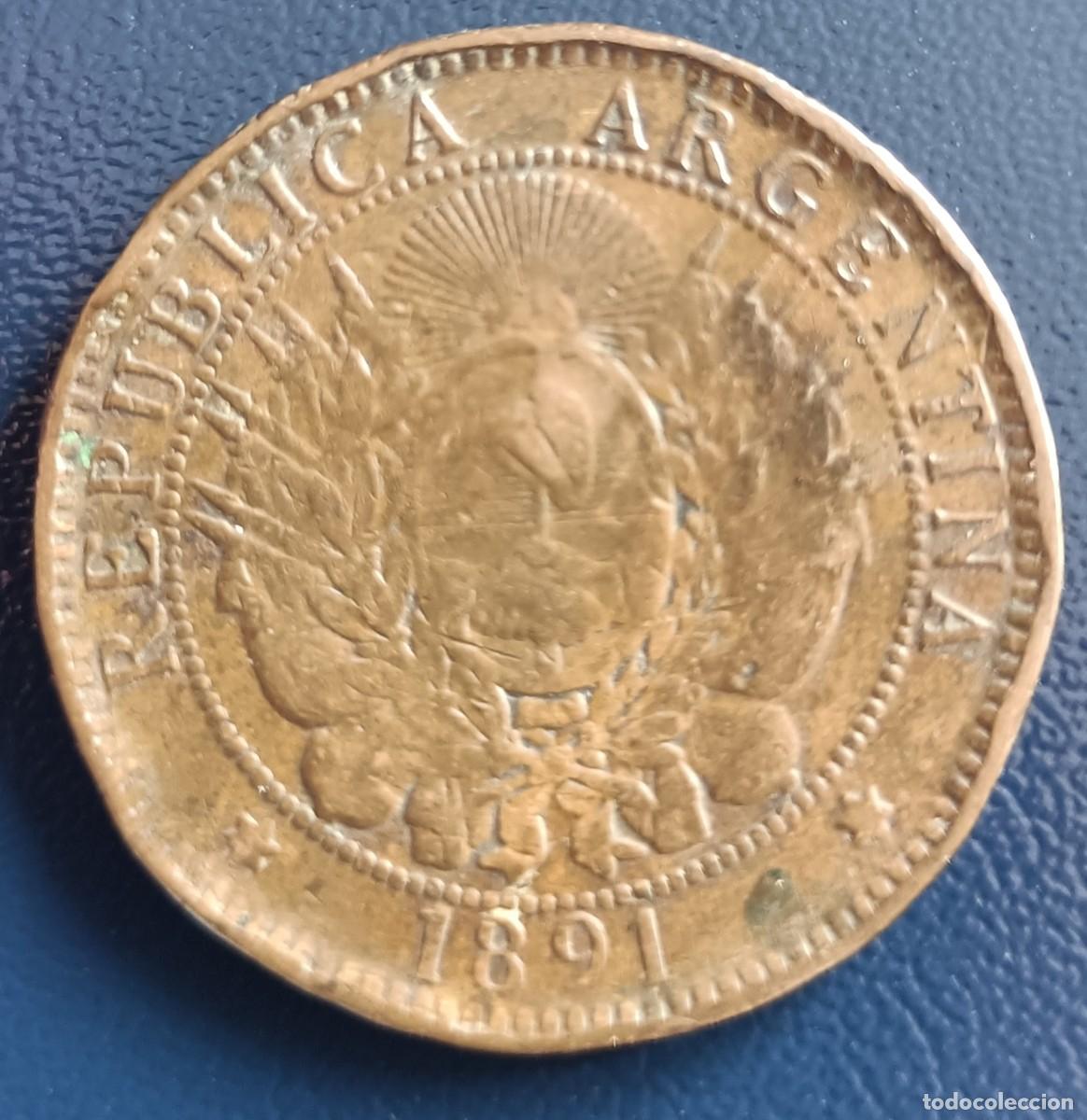 Monedas antiguas de Am&eacute;rica: 2 Centavos 1891 - Argentina - Foto 1