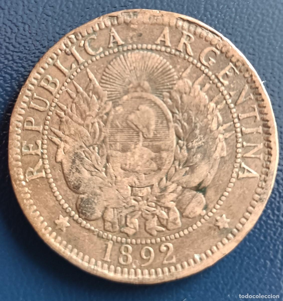 Monedas antiguas de Am&eacute;rica: 2 Centavos 1892 - Argentina - Foto 1