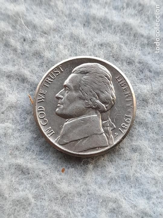 Monedas antiguas de Am&eacute;rica: USA. 5 C&eacute;ntimo. A&ntilde;o 1987 P. - Foto 1