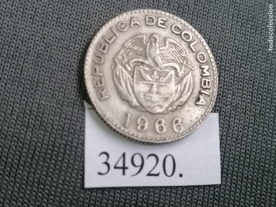Monedas antiguas de Am&eacute;rica: Colombia 10 centavos 1966, c&eacute;ntimos - Foto 2