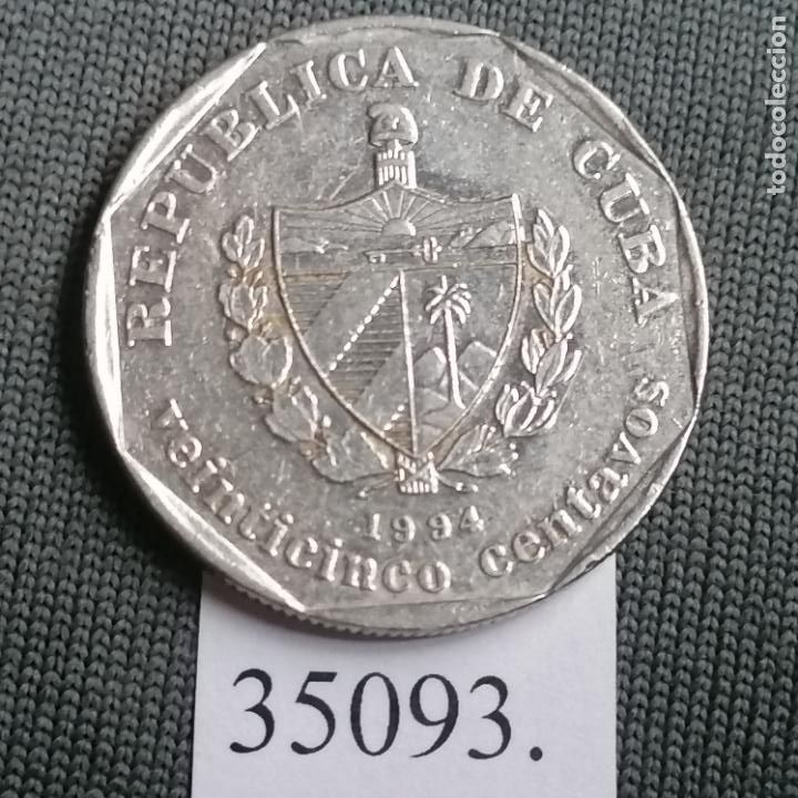 Monedas antiguas de Am&eacute;rica: Cuba 25 centavos 1994, c&eacute;ntimos - Foto 2