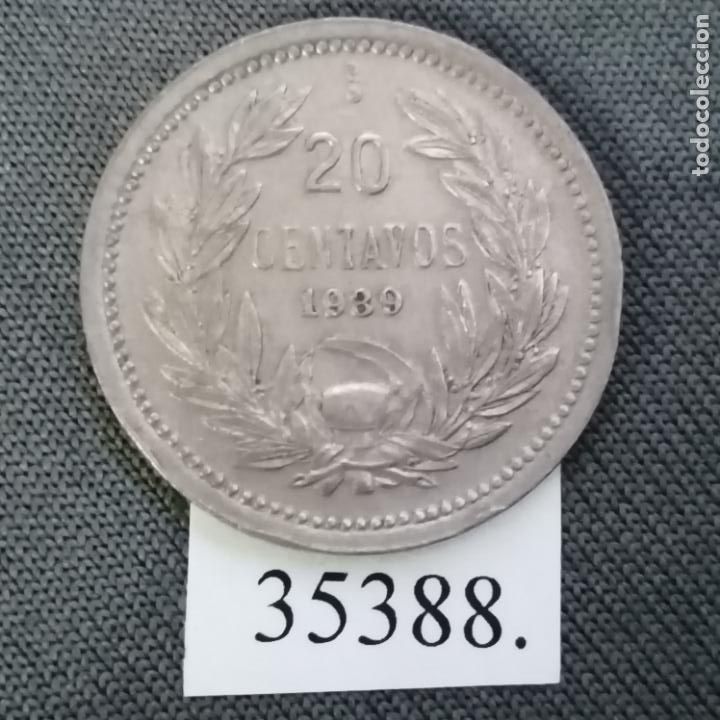 Monedas antiguas de Am&eacute;rica: Chile 20 centavos 1939, c&eacute;ntimos - Foto 2
