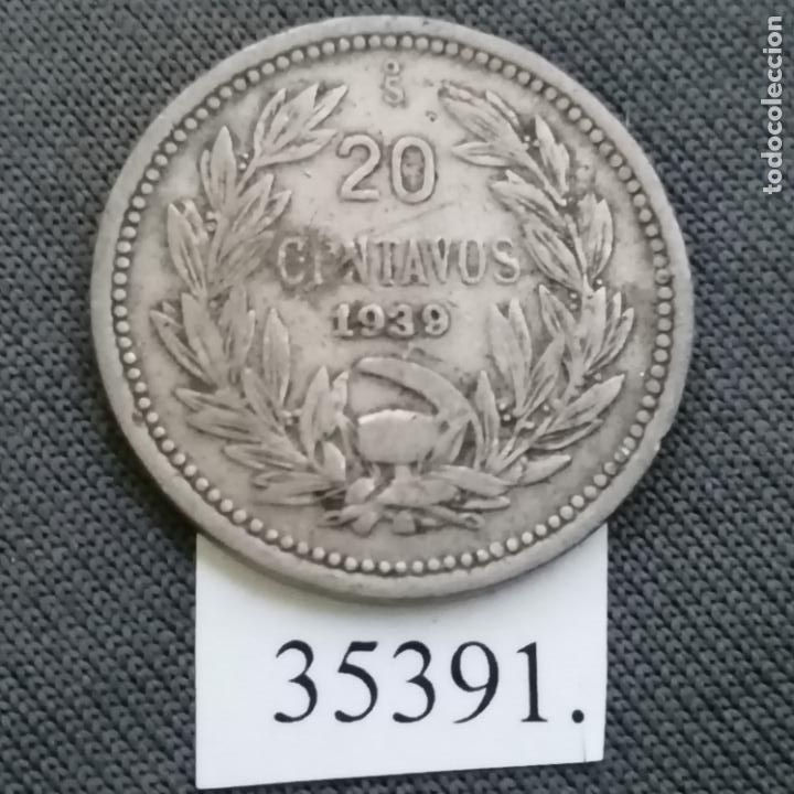 Monedas antiguas de Am&eacute;rica: Chile 20 centavos 1939, c&eacute;ntimos - Foto 1