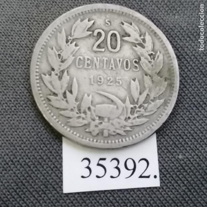 Monedas antiguas de Am&eacute;rica: Chile 20 centavos 1925, c&eacute;ntimos - Foto 2
