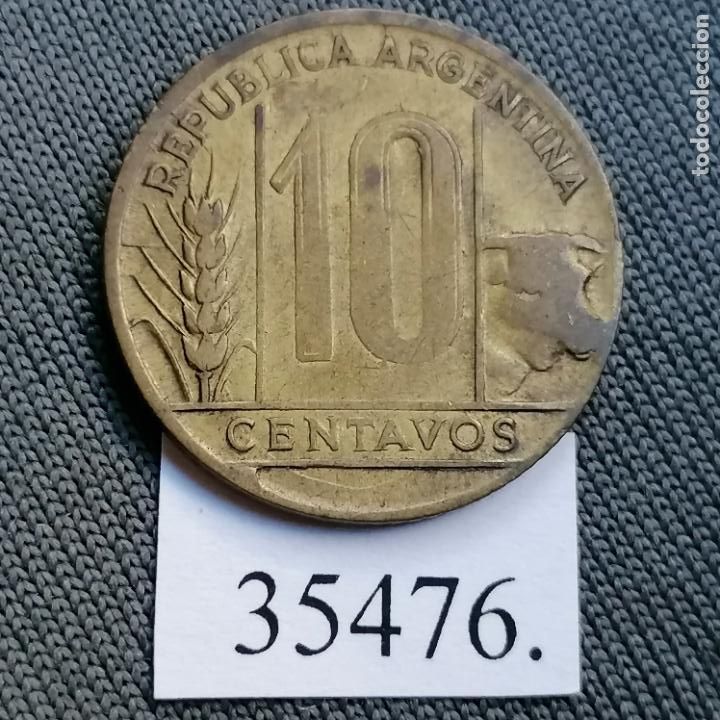 Monedas antiguas de Am&eacute;rica: Argentina 10 c&eacute;ntimos 1949, centavos - Foto 2