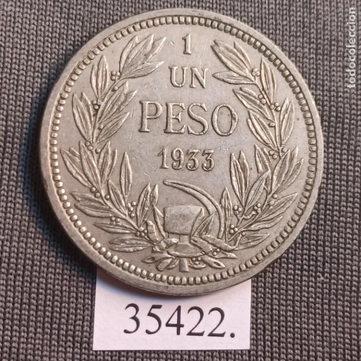 Monedas antiguas de Am&eacute;rica: Chile 1 peso 1933 - Foto 1