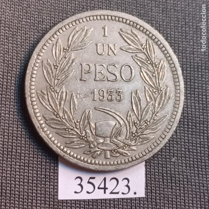 Monedas antiguas de Am&eacute;rica: Chile 1 peso 1933 - Foto 2