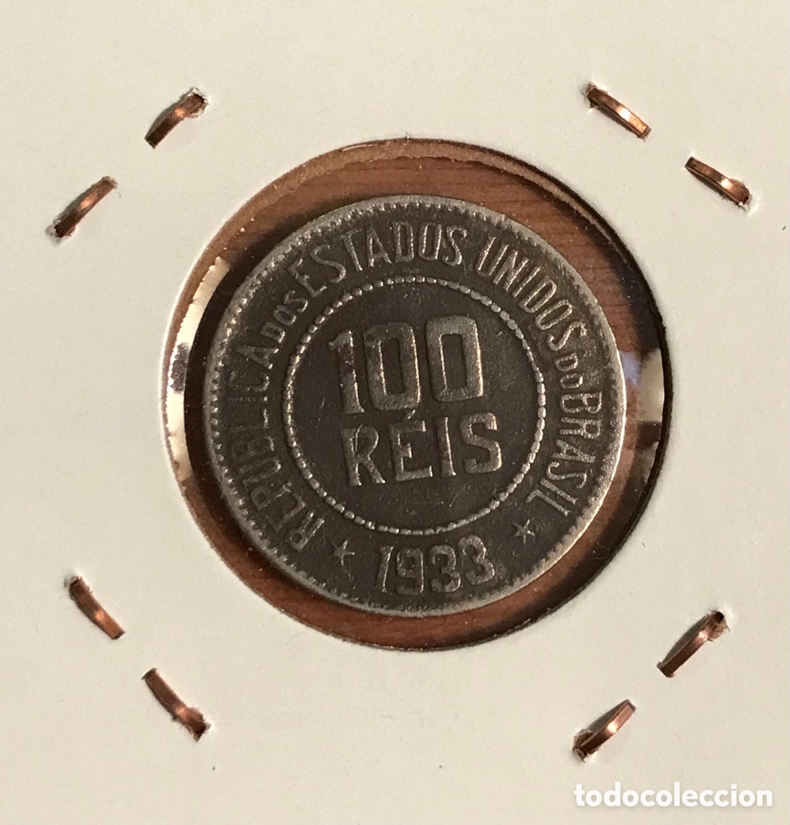 Monedas antiguas de Am&eacute;rica: Moneda Brasil. 1933. 100 reis. MBC+. - Foto 2